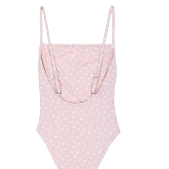 NWT - Pink Daisy One Piece with Flattering Neckline and Cheeky Coverage - Sz XL - Picture 4 of 9